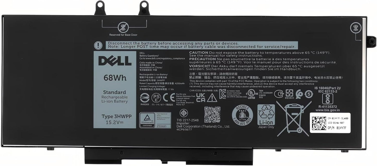 Dell 4GVMP Battery 68Wh 7.6V for Latitude 5401 5411 5501 5511